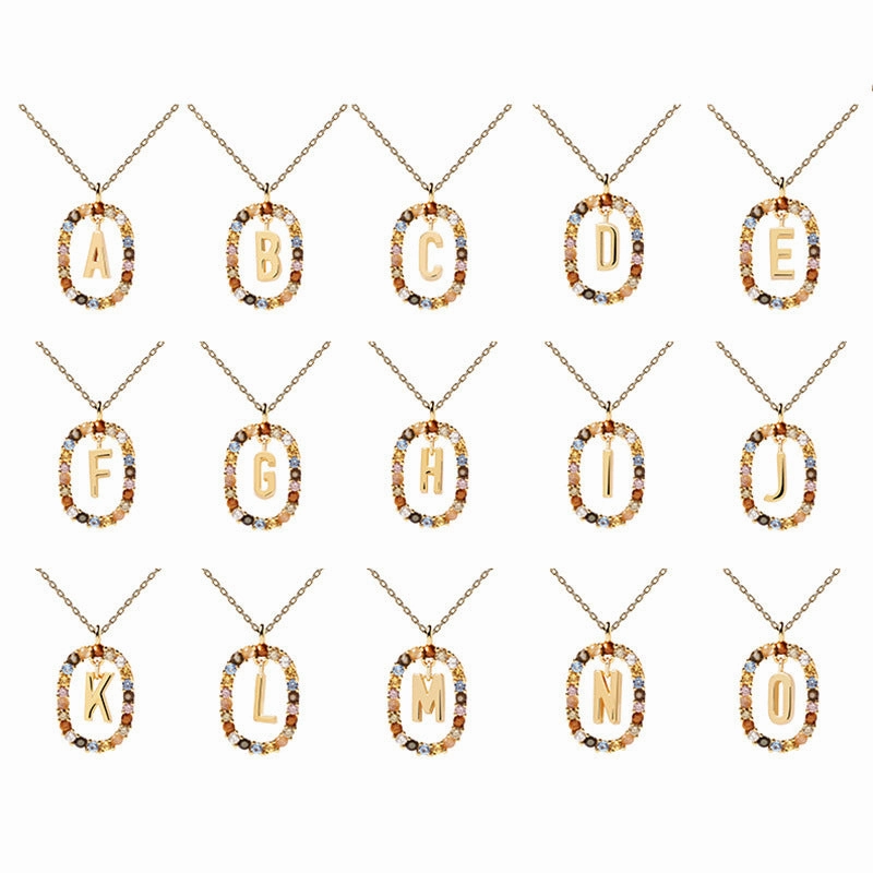 Wholesale Alphabet Gemstone Crystal Copper Necklaces