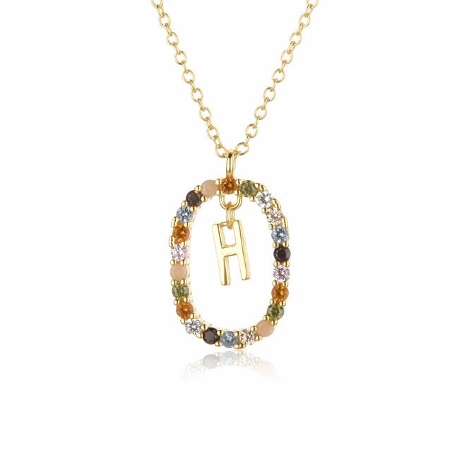 Wholesale Alphabet Gemstone Crystal Copper Necklaces