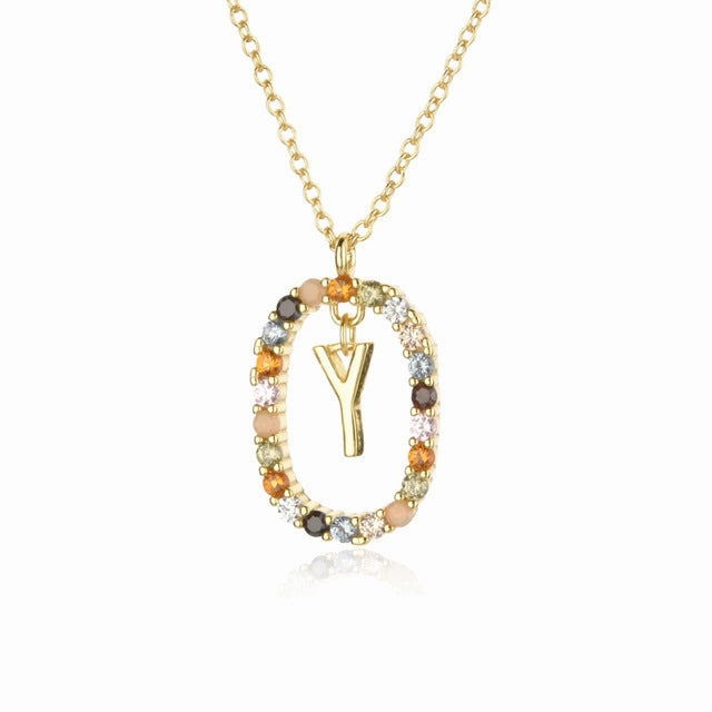 Wholesale Alphabet Gemstone Crystal Copper Necklaces