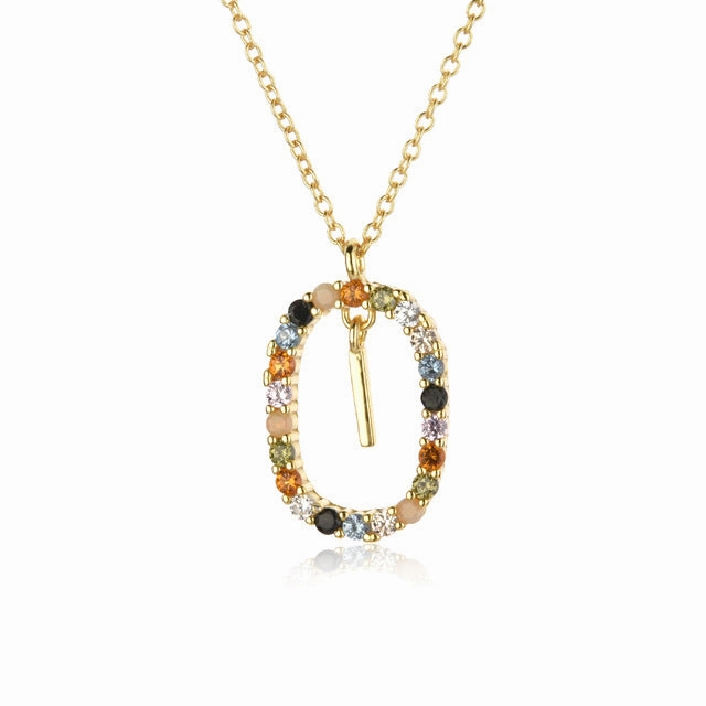 Wholesale Alphabet Gemstone Crystal Copper Necklaces