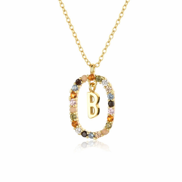 Wholesale Alphabet Gemstone Crystal Copper Necklaces