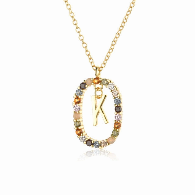 Wholesale Alphabet Gemstone Crystal Copper Necklaces