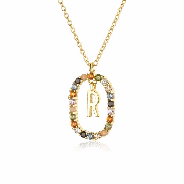 Wholesale Alphabet Gemstone Crystal Copper Necklaces