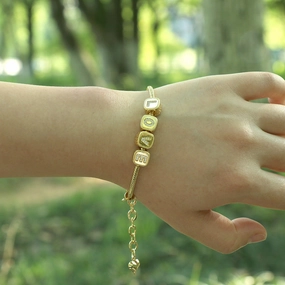 Wholesale Alphabet Snake Gold Plated Copper Beaded Bracelets
