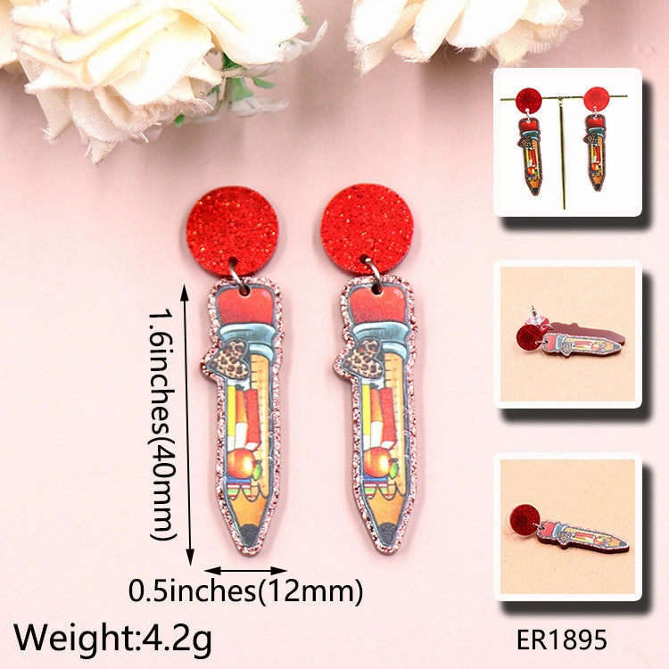 Wholesale Amazon Baseball Book Apple Personality Pencil Earrings