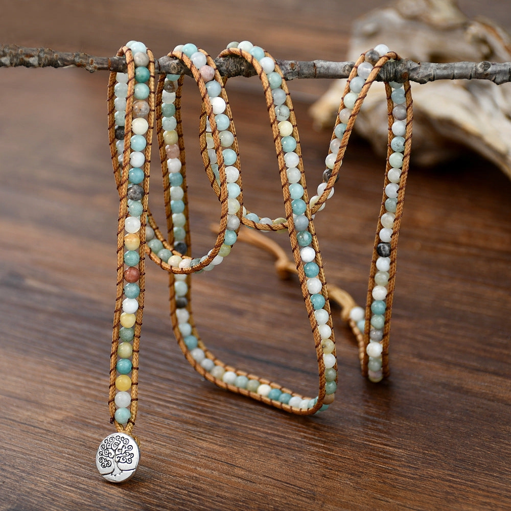 Wholesale Amazon Stone Woven 5 Ply Wrap Bracelet