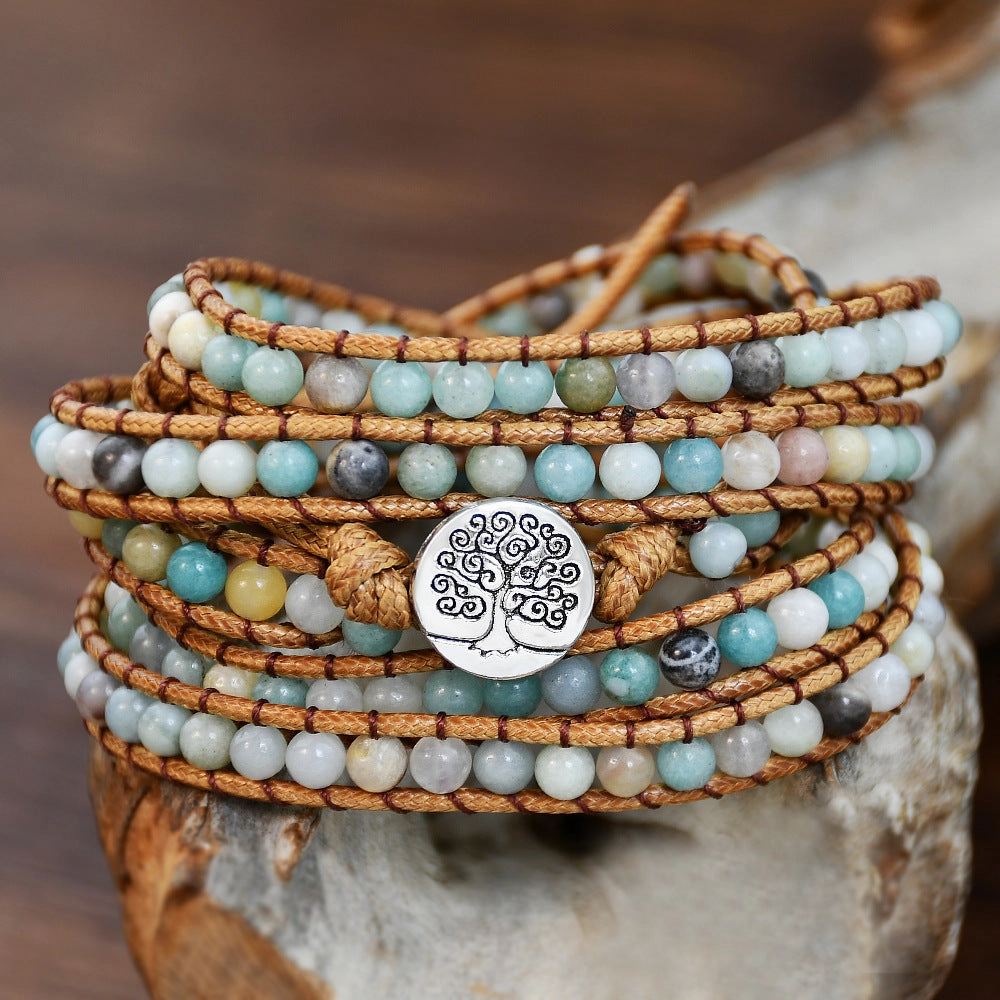 Wholesale Amazon Stone Woven 5 Ply Wrap Bracelet