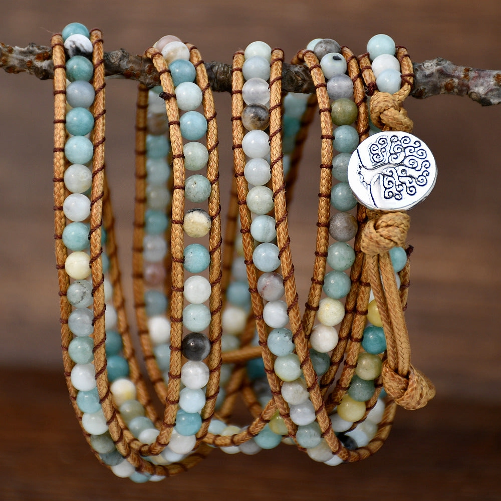 Wholesale Amazon Stone Woven 5 Ply Wrap Bracelet