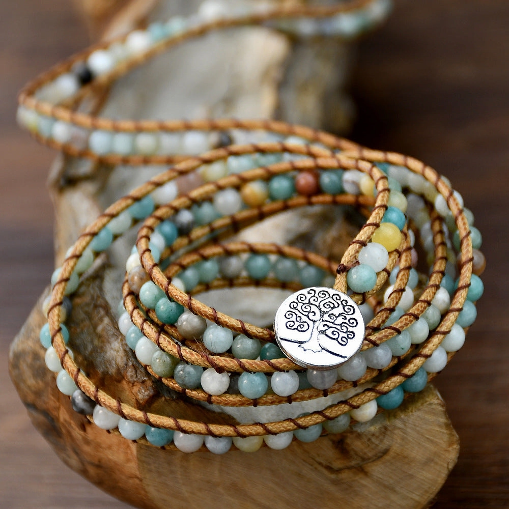 Wholesale Amazon Stone Woven 5 Ply Wrap Bracelet
