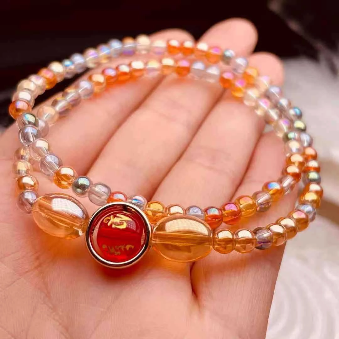 Wholesale Amber Champagne Gold Glass Bracelet