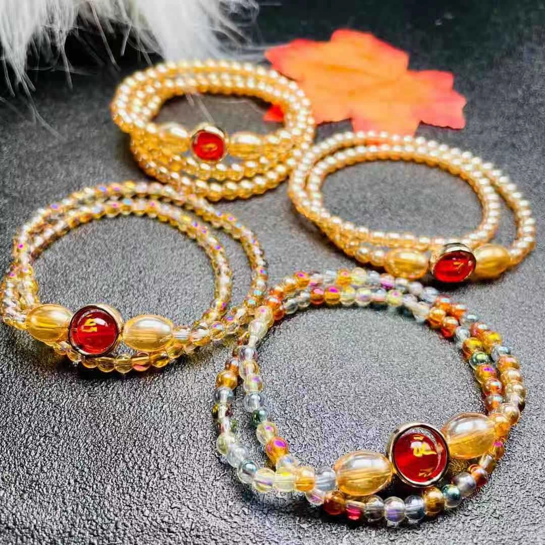 Wholesale Amber Champagne Gold Glass Bracelet