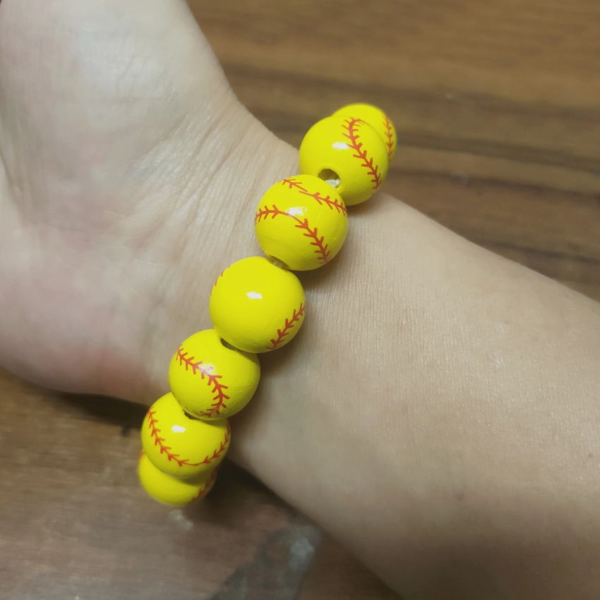 Wholesale American Flag Baseball Softball Basketball Soccer Volleyball Wooden Beads Bracelet