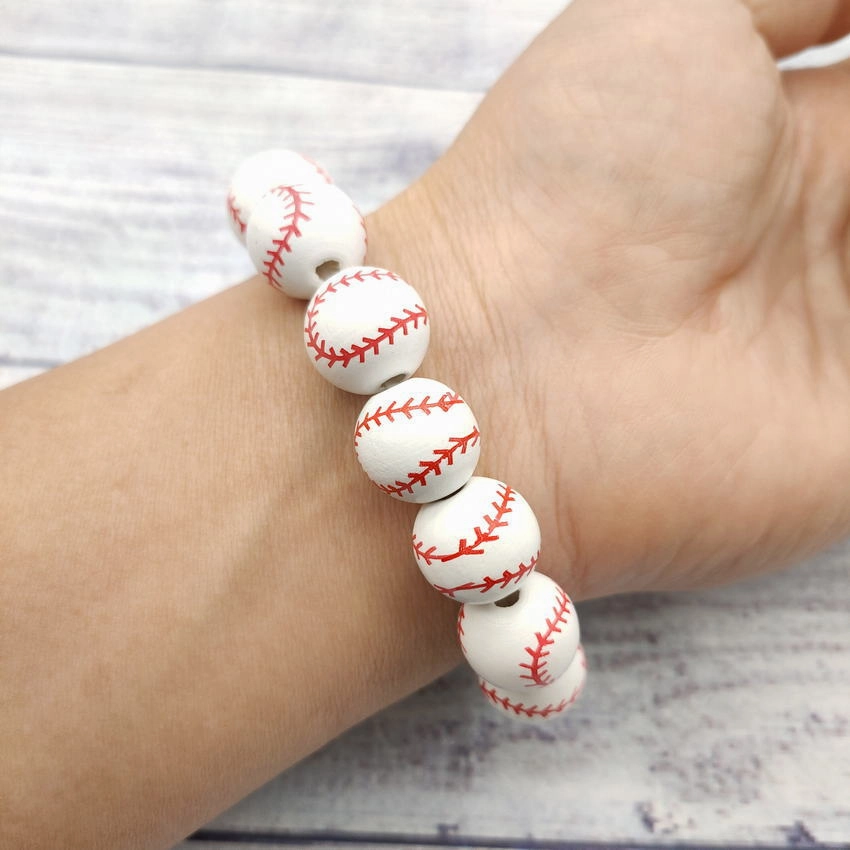 Wholesale American Flag Baseball Softball Basketball Soccer Volleyball Wooden Beads Bracelet