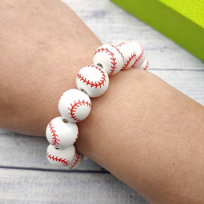 Wholesale American Flag Baseball Softball Basketball Soccer Volleyball Wooden Beads Bracelet
