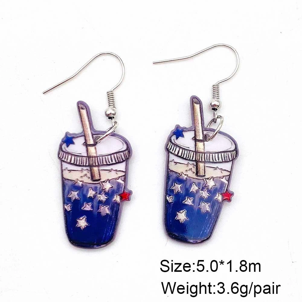 Wholesale American Independence Day Coffee Cup Acrylic Earrings