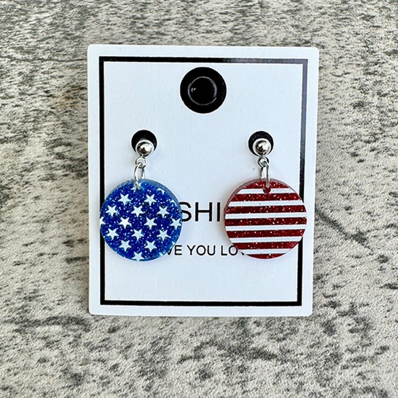 Wholesale American Independence Day Five-pointed Star Acrylic Glitter Earrings