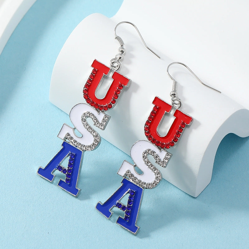 Wholesale American Independence Day Flag Earrings