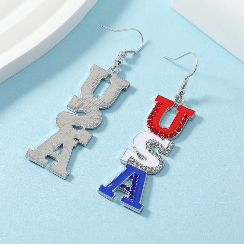 Wholesale American Independence Day Flag Earrings