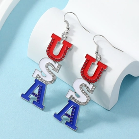Wholesale American Independence Day Flag Earrings