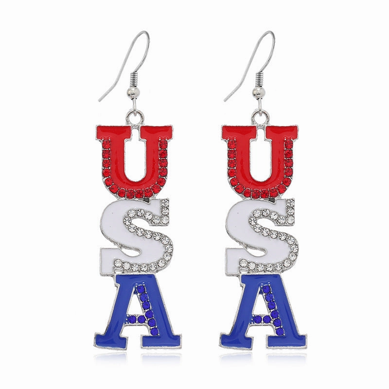 Wholesale American Independence Day Flag Earrings
