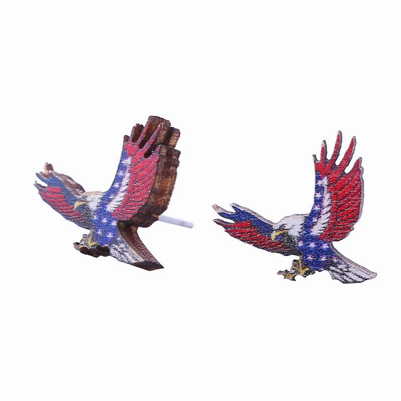 Wholesale American Independence Day Wood Ear Studs