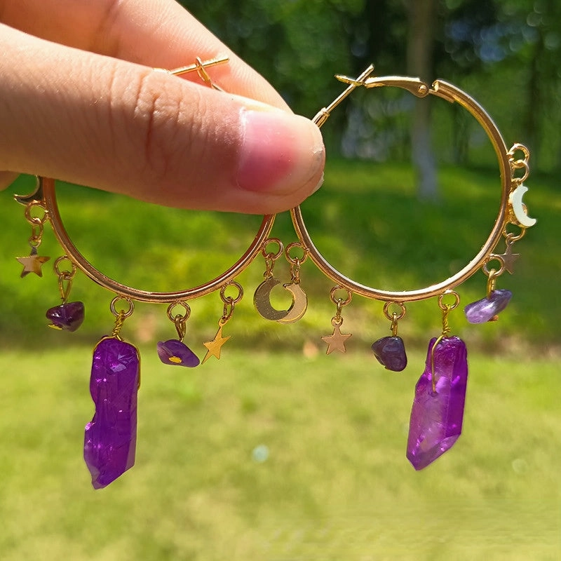 Wholesale Amethyst Alloy Earrings