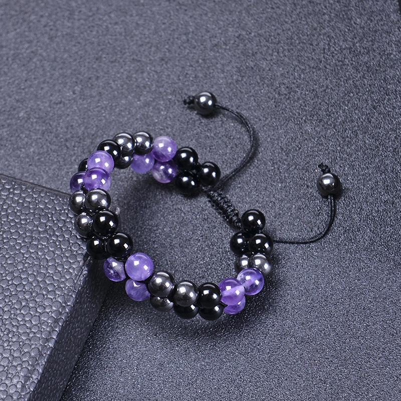 Wholesale Amethyst Double-layer Agate Beaded Bracelet