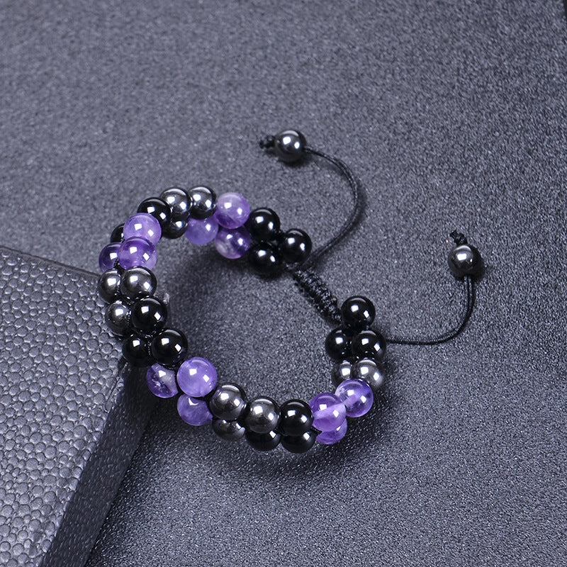 Wholesale Amethyst Double-layer Agate Beaded Bracelet