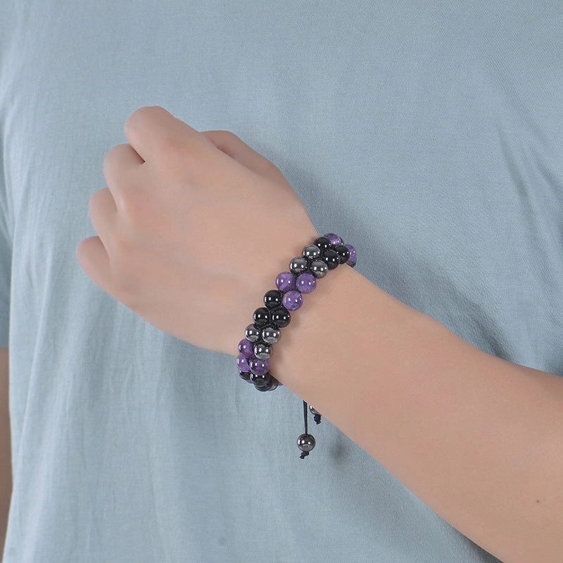 Wholesale Amethyst Double-layer Agate Beaded Bracelet