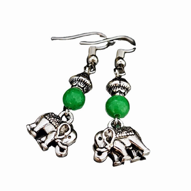 Wholesale Amethyst Elephant Metal Earrings