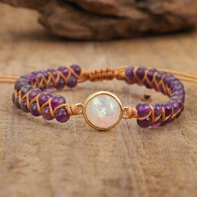 Wholesale Amethyst Opal Double Layer Yoga Bracelet