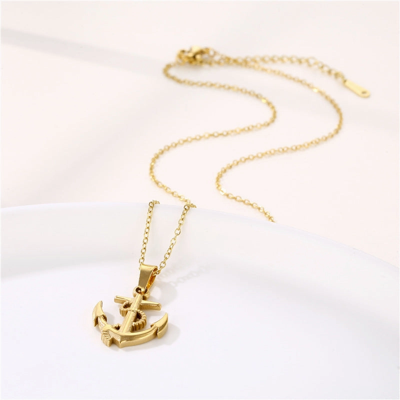Wholesale Anchor Pendant Cross Vintage Necklace Titanium Steel