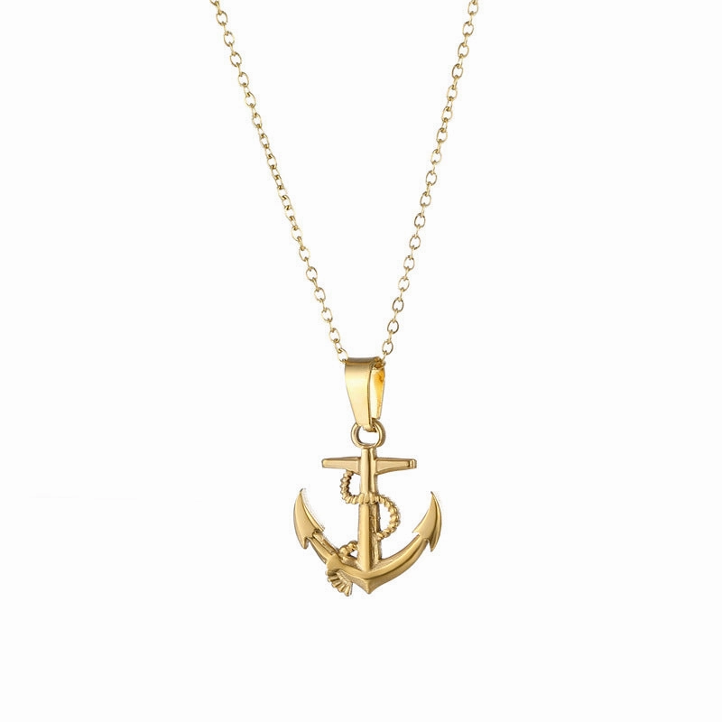 Wholesale Anchor Pendant Cross Vintage Necklace Titanium Steel
