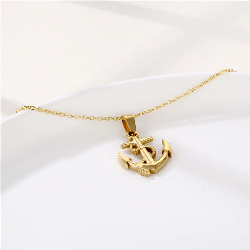 Wholesale Anchor Pendant Cross Vintage Necklace Titanium Steel