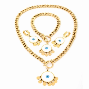Wholesale ancient special titanium steel real gold tassels do not fade jewelry set earrings