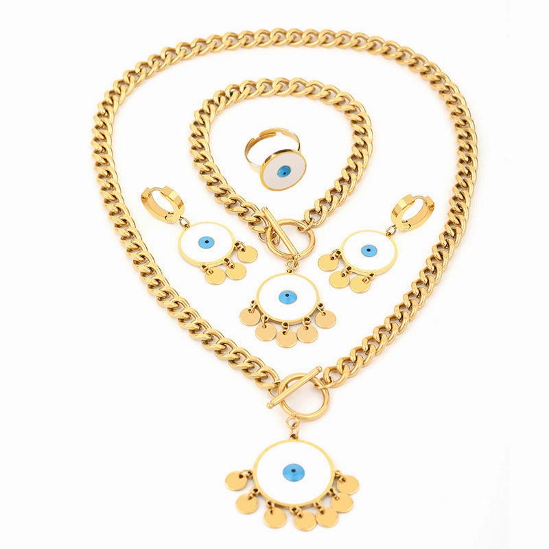 Wholesale ancient special titanium steel real gold tassels do not fade jewelry set earrings