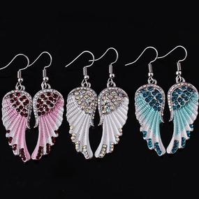 Wholesale Angel Wings Rhinestone Alloy Earrings