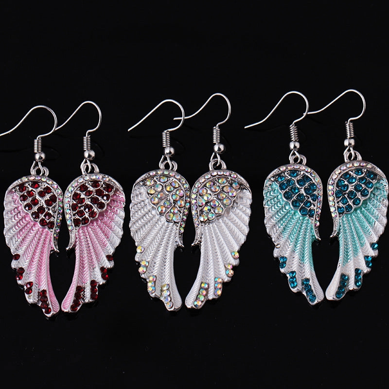 Wholesale Angel Wings Rhinestone Alloy Earrings