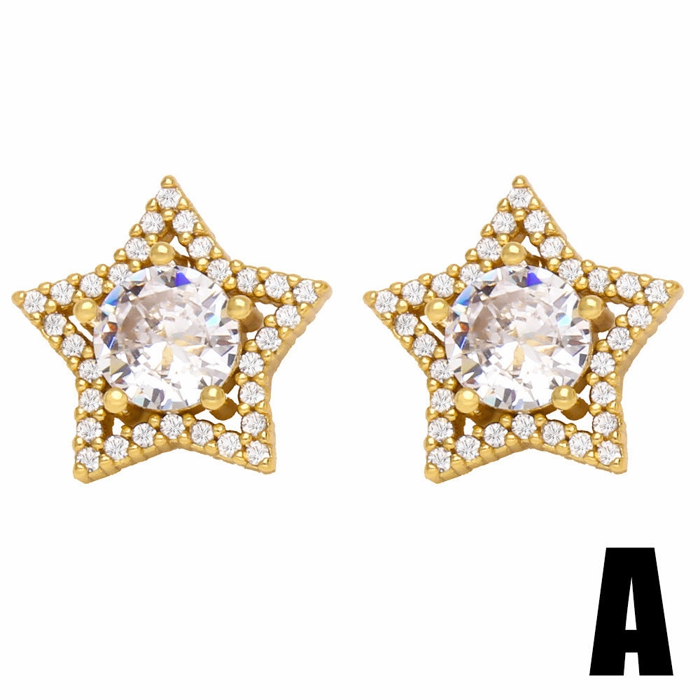 Wholesale Animal Leopard Head Copper Ear Studs