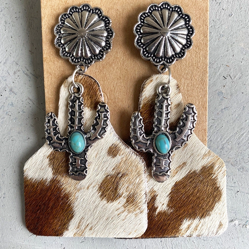 Wholesale Animal Print Leather Earrings