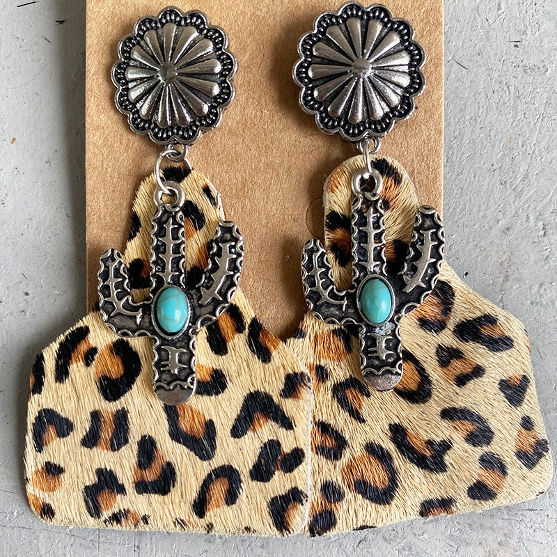 Wholesale Animal Print Leather Earrings
