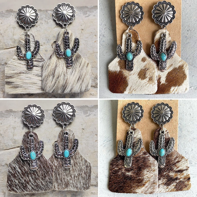 Wholesale Animal Print Leather Earrings