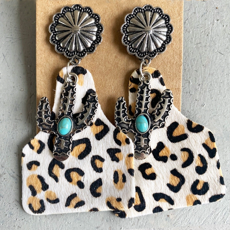 Wholesale Animal Print Leather Earrings