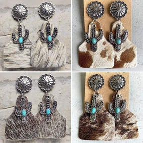 Wholesale Animal Print Leather Earrings