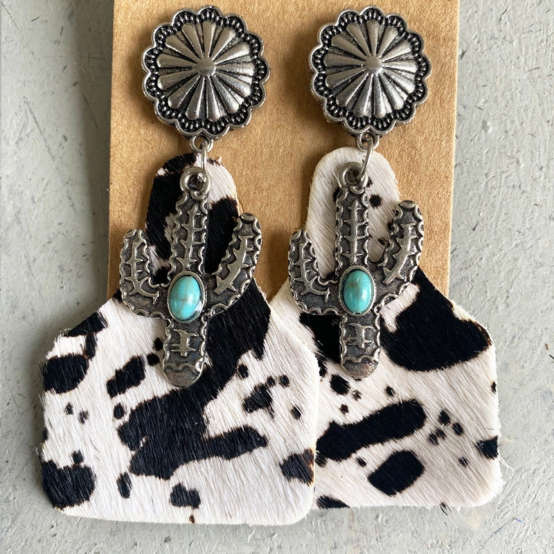 Wholesale Animal Print Leather Earrings