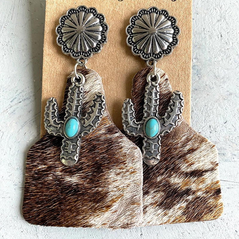 Wholesale Animal Print Leather Earrings