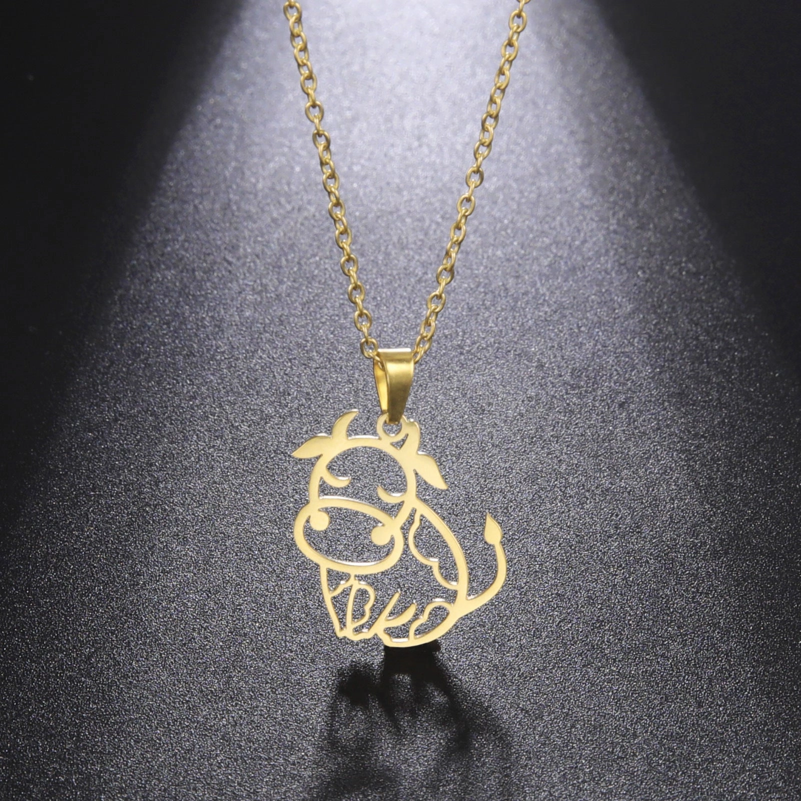 Wholesale Animal Shaped Cute Cow Gold Plated Necklace