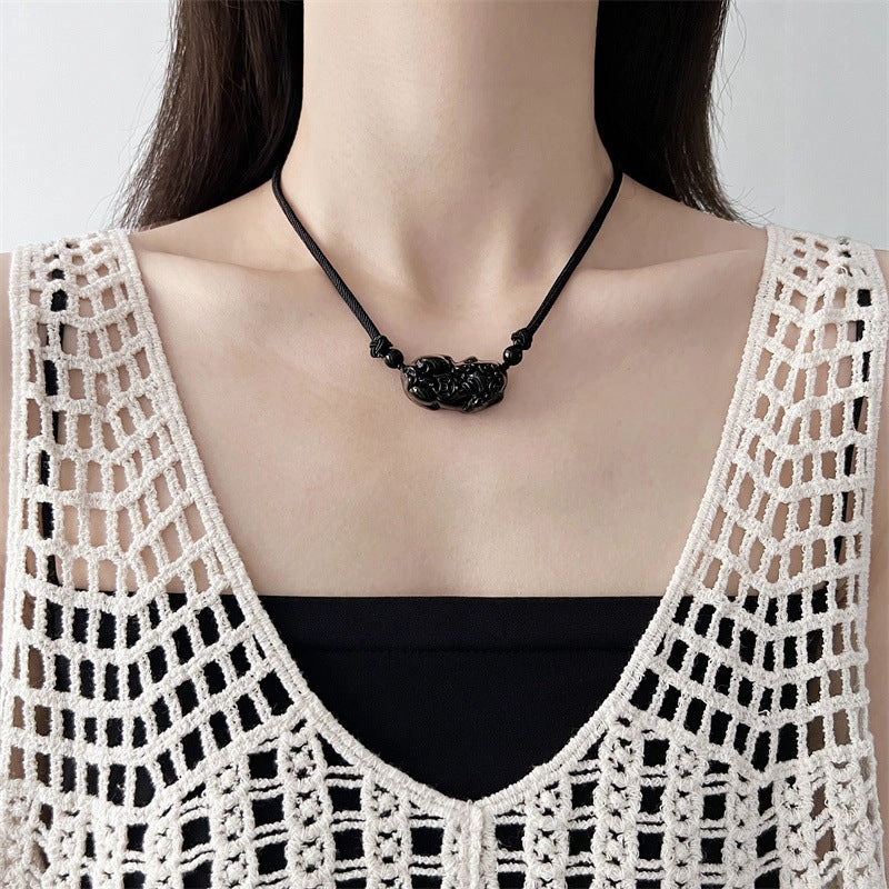 Wholesale Anti-Crystal Obsidian Pixiu Necklace