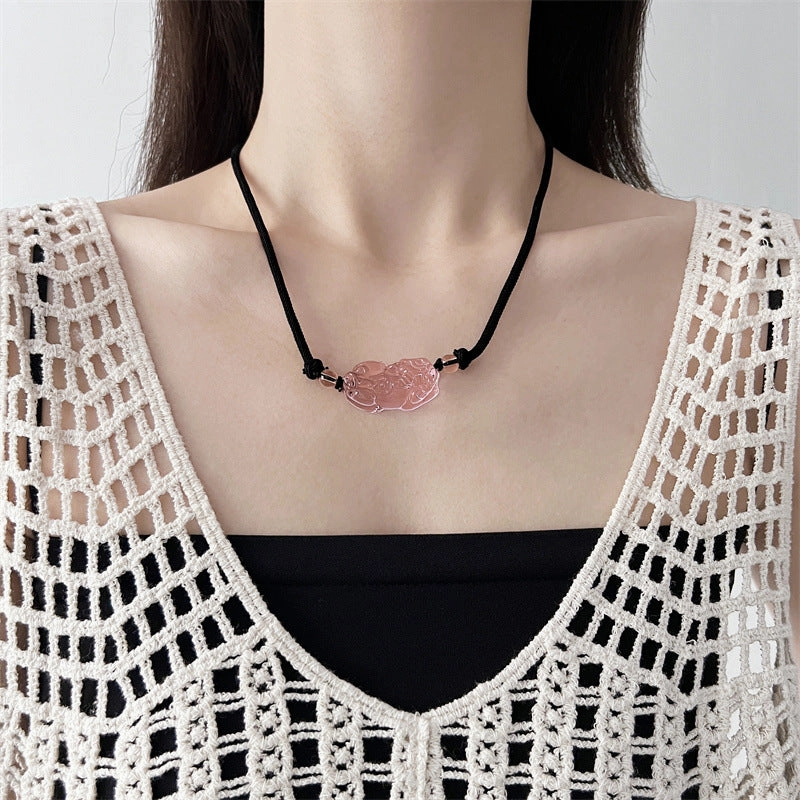 Wholesale Anti-Crystal Obsidian Pixiu Necklace