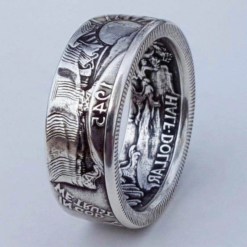 Wholesale  Antique Coin Morgan Dollar Engraved Ring